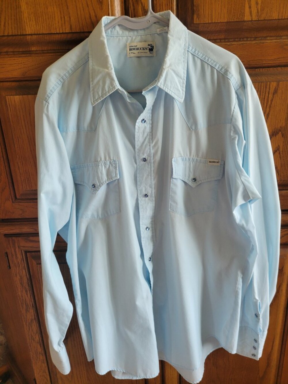 Vintage Roebucks Mens XL Tall western pearl snap shirt long sleeve